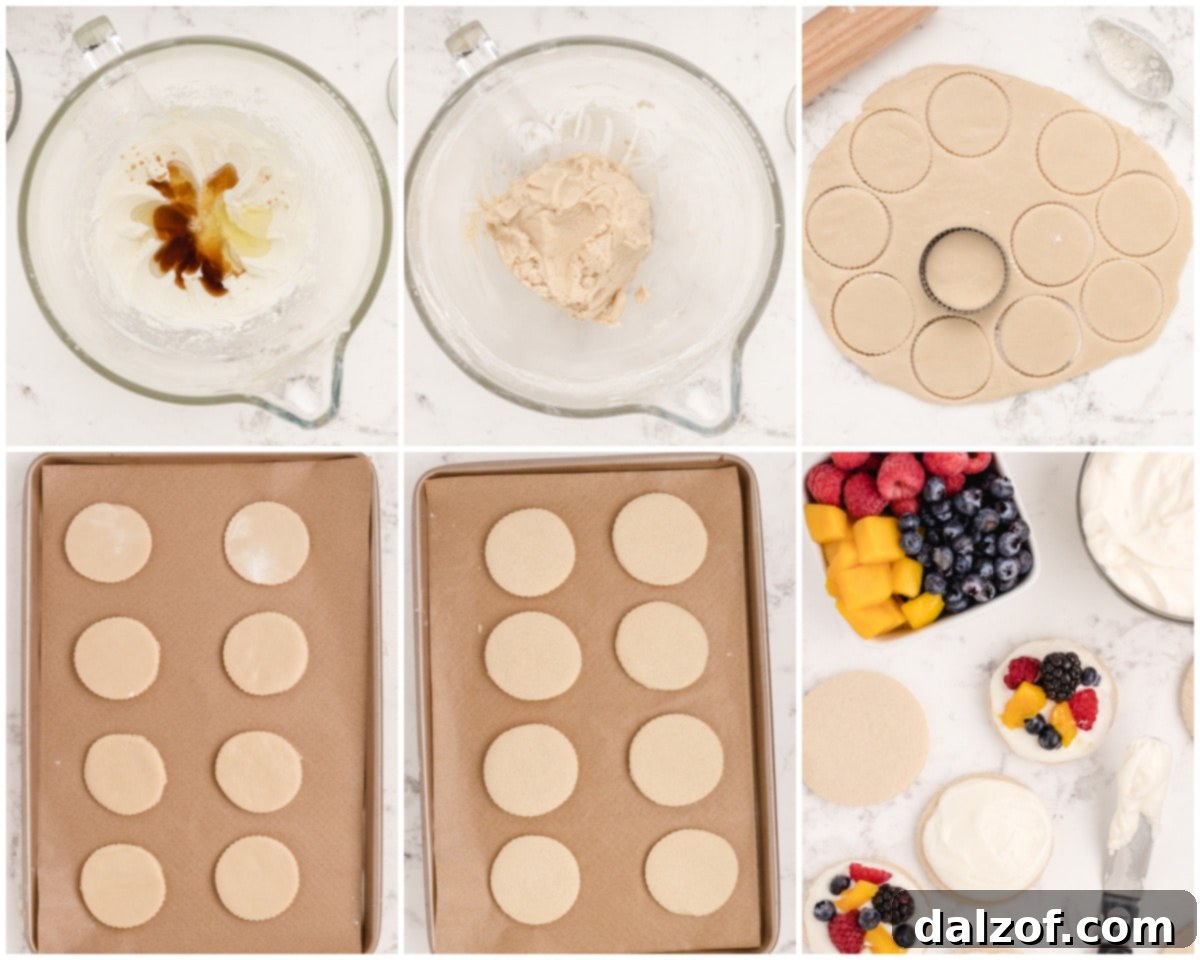 Ingredients laid out for making fruit pizza cookies