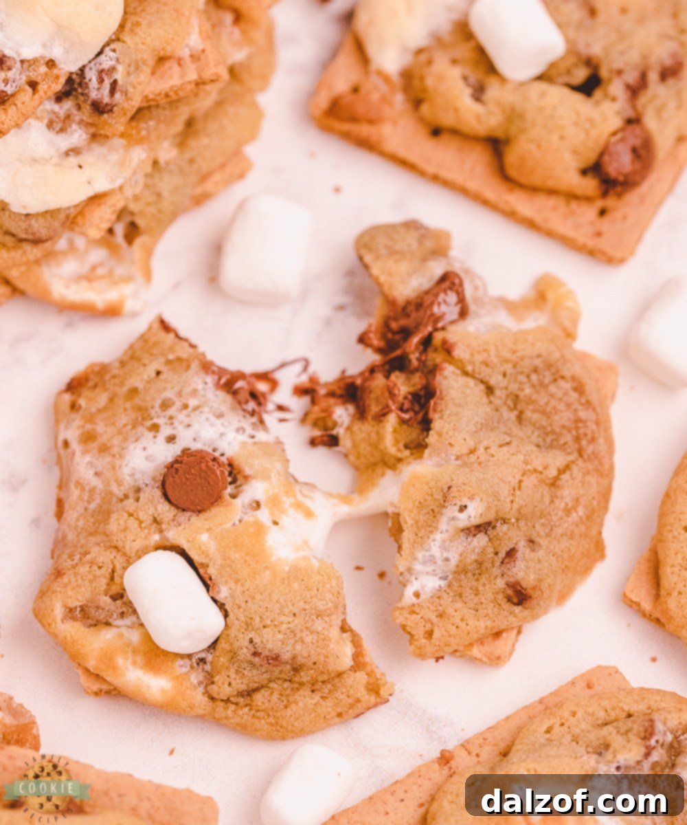 Campfire Chocolate Chip Smores Cookies 4 chocolate chip s'mores cookies