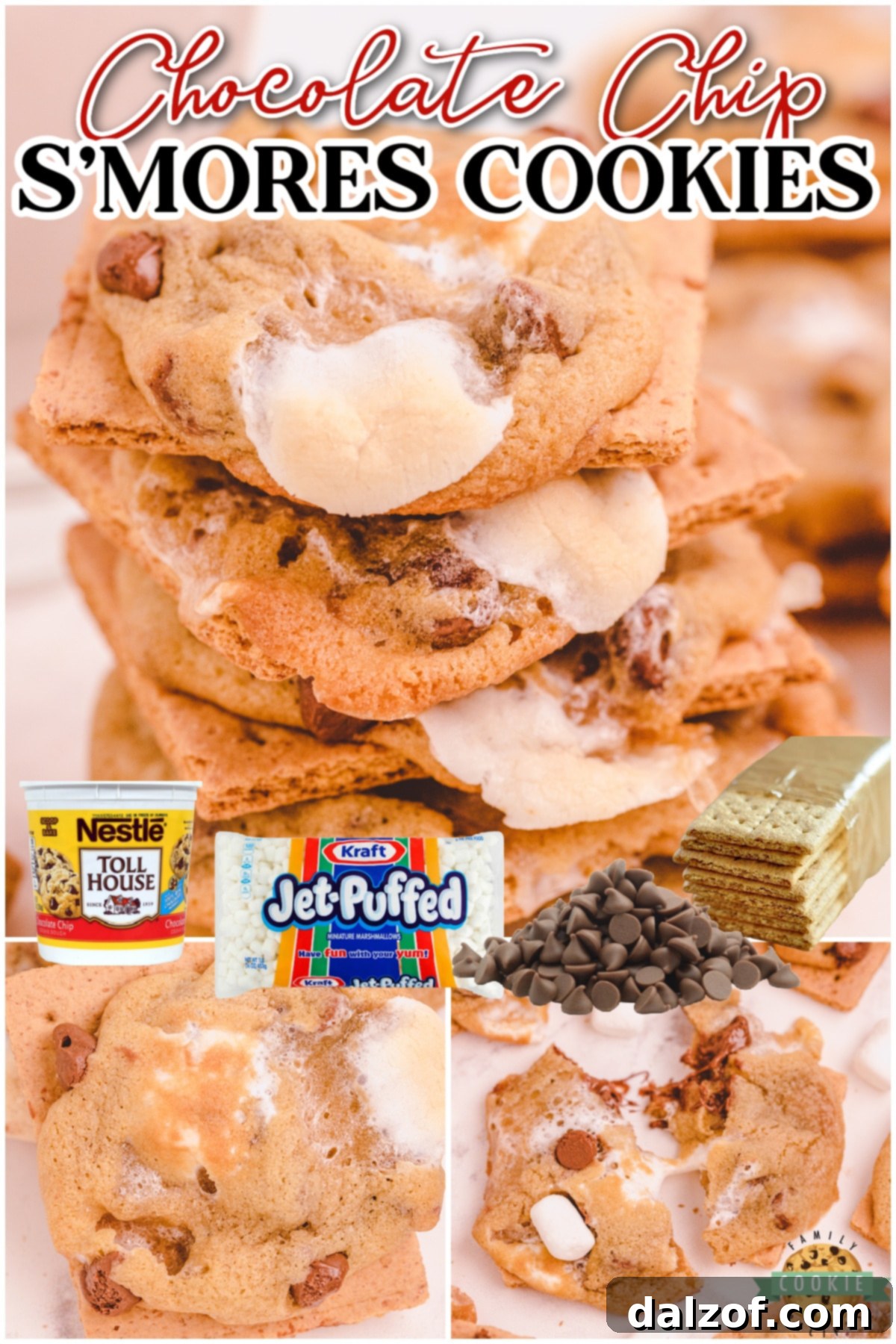 Campfire Chocolate Chip Smores Cookies 8 Chocolate Chip S’mores Cookies are soft, chewy chocolate chip cookies baked atop a graham cracker, then topped with chocolate chips & marshmallows!