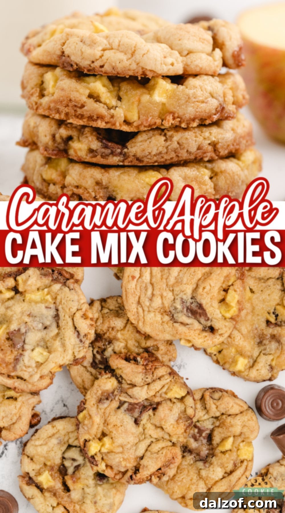 A plate of Caramel Apple Cake Mix Cookies, perfect for sharing during the autumn season.