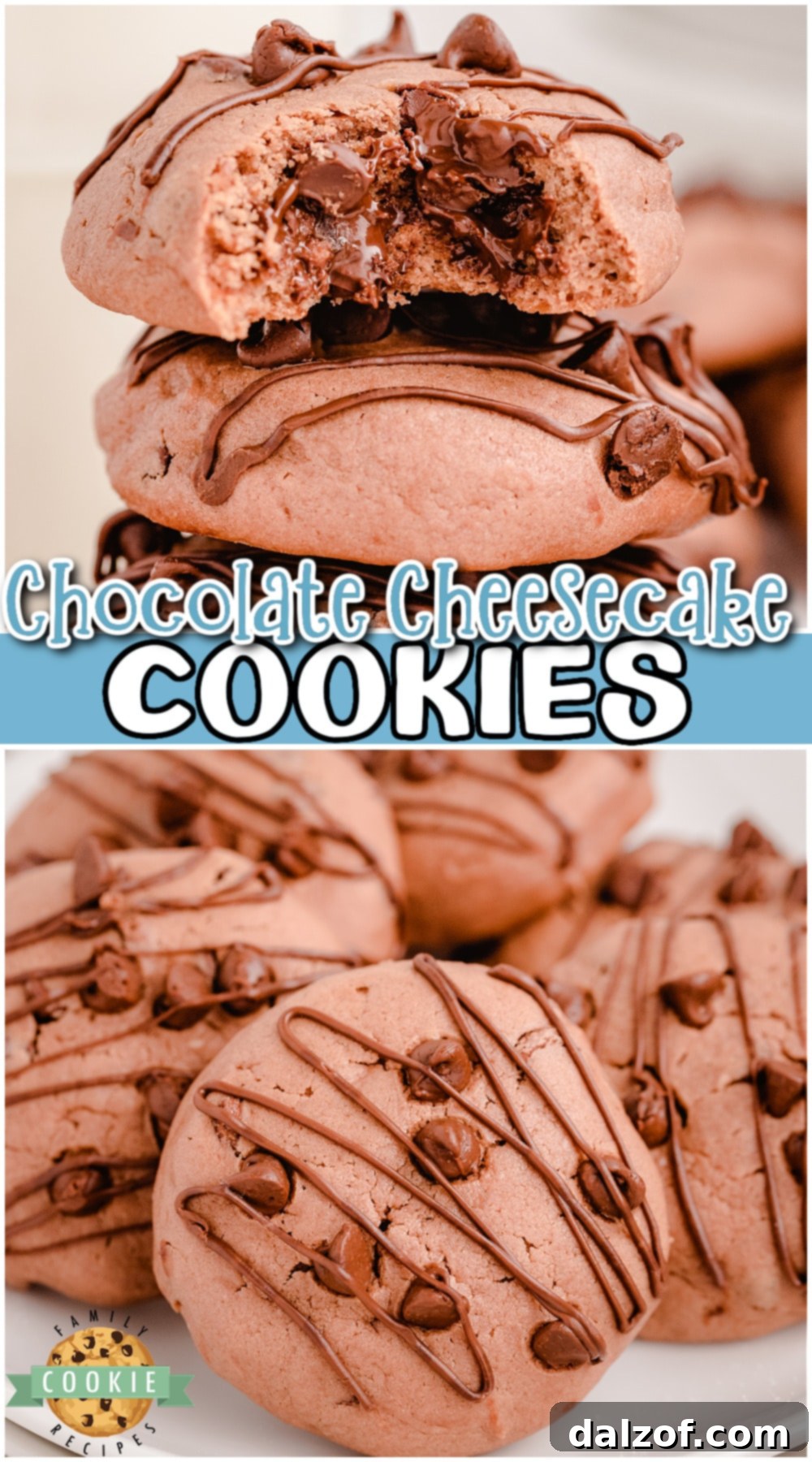 Chocolate Cheesecake Cookies made with cream cheese & chocolate! Everything you love about cheesecake, in cookie form! Soft & chewy cheesecake cookies with 2x the chocolate!