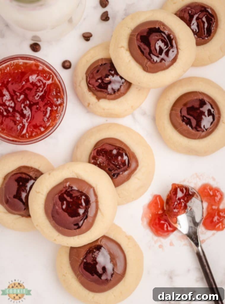 chocolate strawberry thumbprint cookies