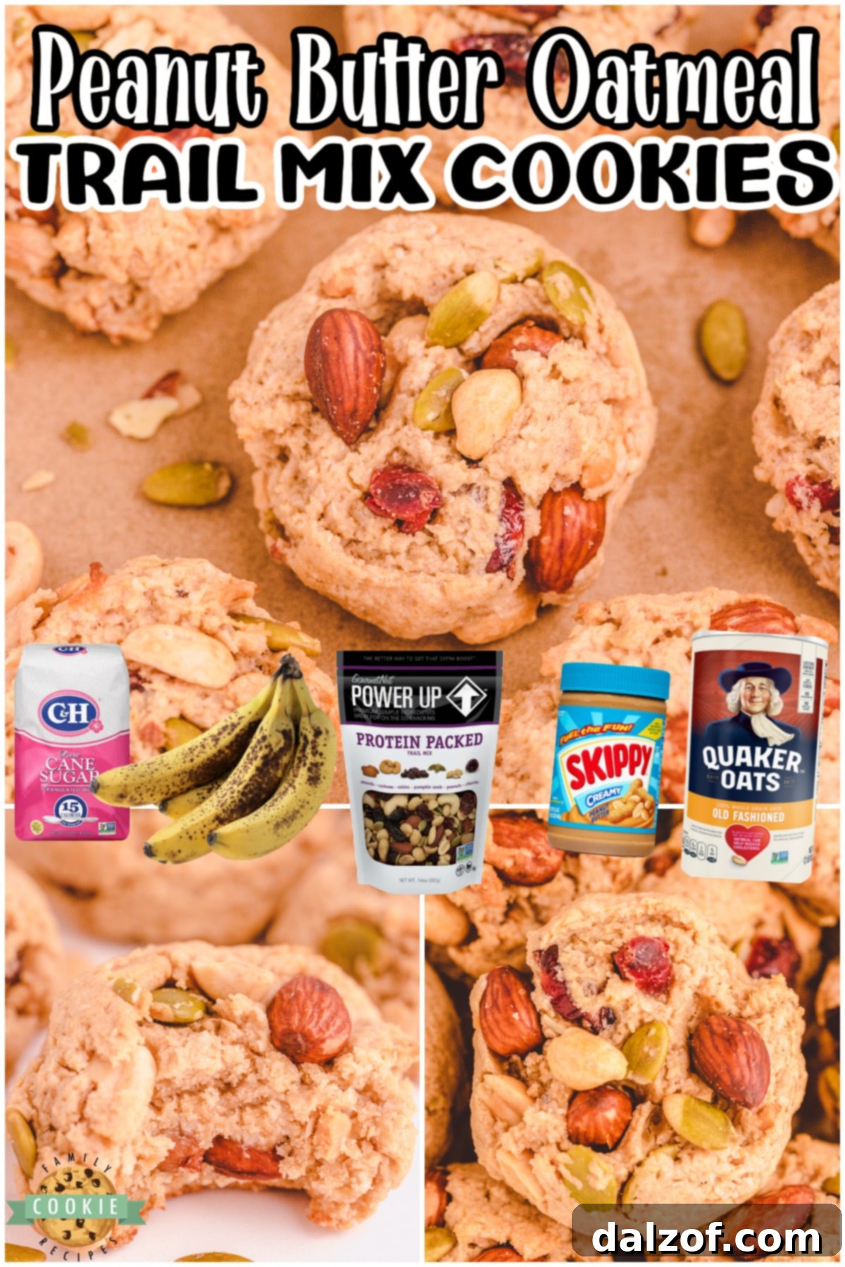 Trail Mix Peanut Butter Cookies are unique, delicious cookies perfect for breakfast or a snack! Trail Mix Cookies made with a variety of nuts, a banana & peanut butter curb your sweet tooth & give a nice energy boost at the same time! 