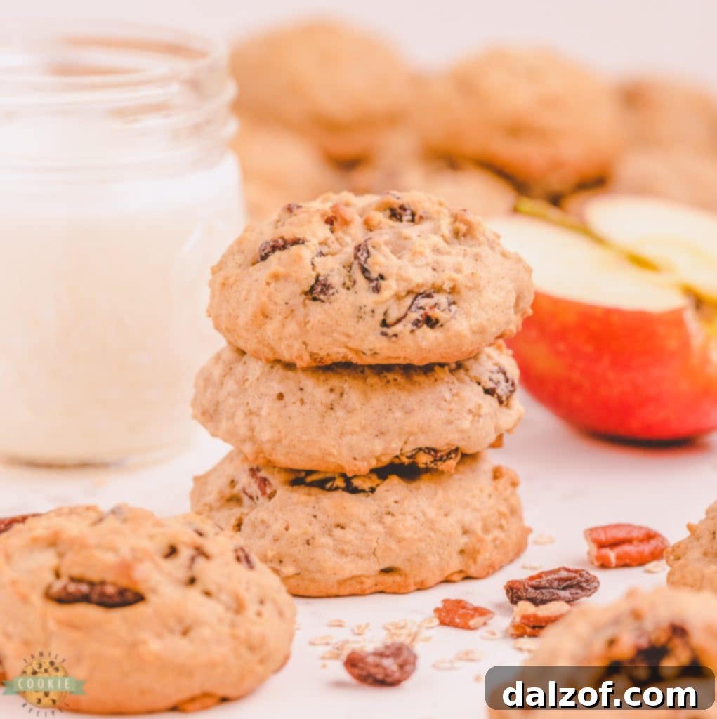 Close-up of applesauce oatmeal cookies baking on a sheet