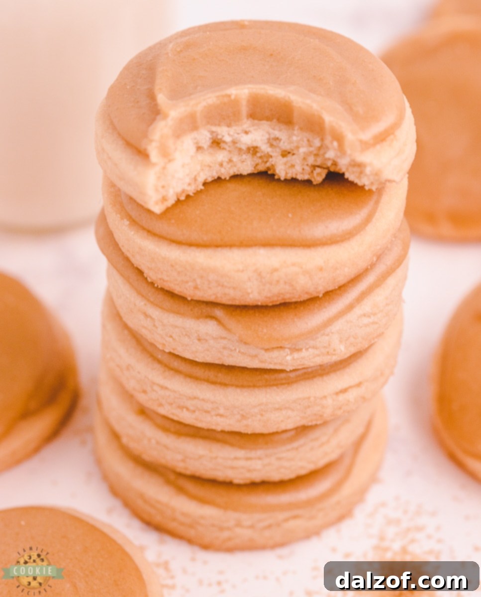 bite out of a brown sugar iced cookie