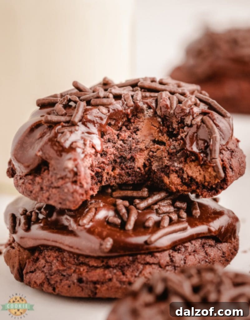 chocolate brownie cookies with chocolate glaze