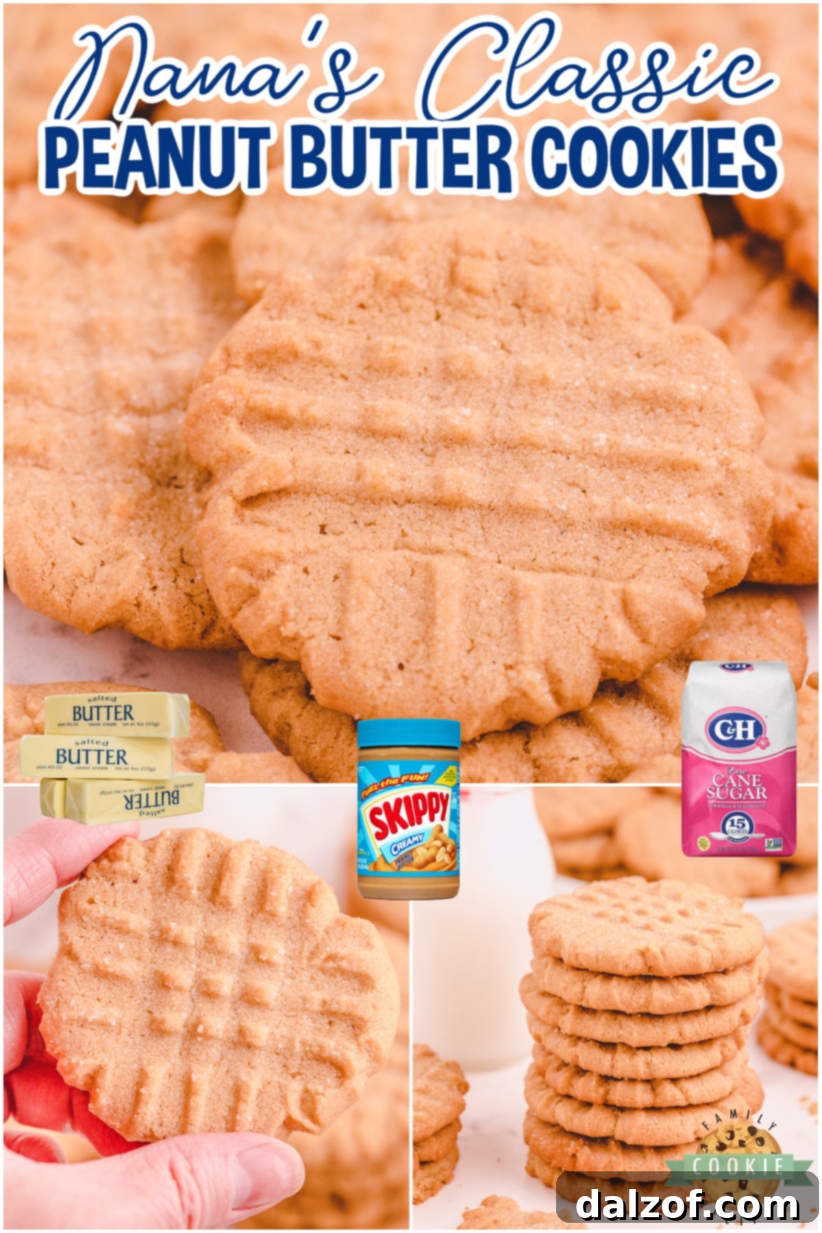 Nothing beats Grandma's peanut butter cookies and this recipe is sure to make you feel nostalgic! Simple old fashioned peanut butter cookies made with classic ingredients like butter, peanut butter, sugar, eggs & flour. 