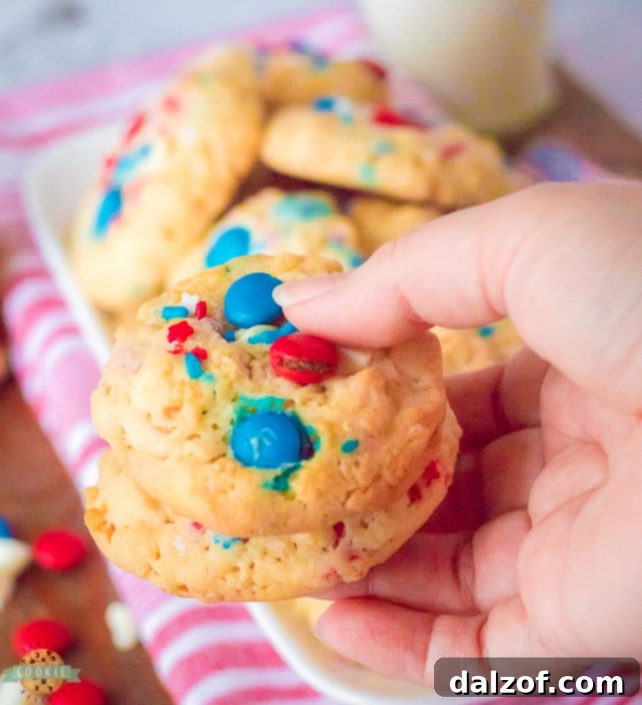 Ingredients laid out for making Krispy M&M cookies for 4th of July.
