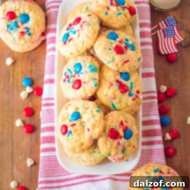 Patriotic 4th of July M&M cookies with Rice Krispies