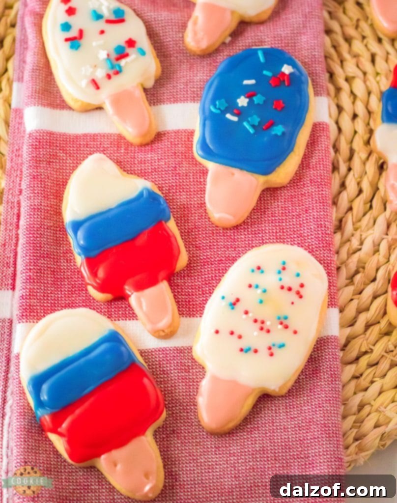 Delightful homemade popsicle sugar cookies topped with colorful royal icing, perfect for summer parties.