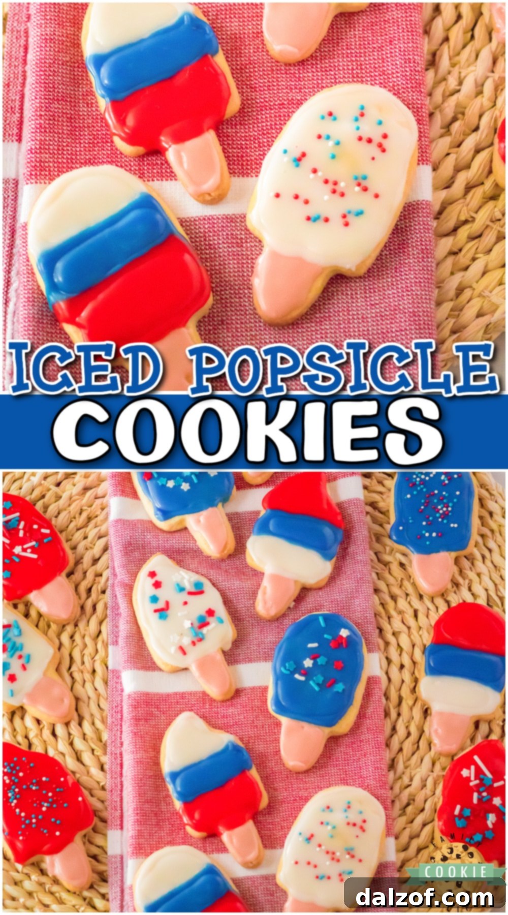 Large image showcasing a collection of brightly decorated Popsicle Sugar Cookies with royal icing, suitable for Pinterest sharing.