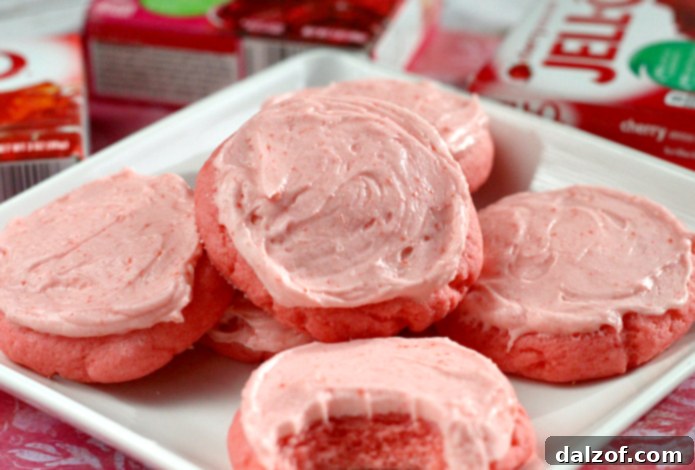 Colorful Jello Sugar Cookies with various Jello flavors and frostings.