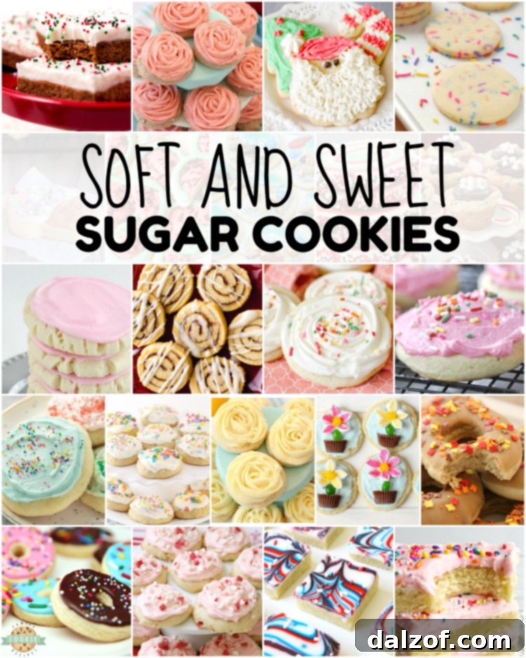 A collage of various sugar cookie recipes, showcasing different styles and decorations.