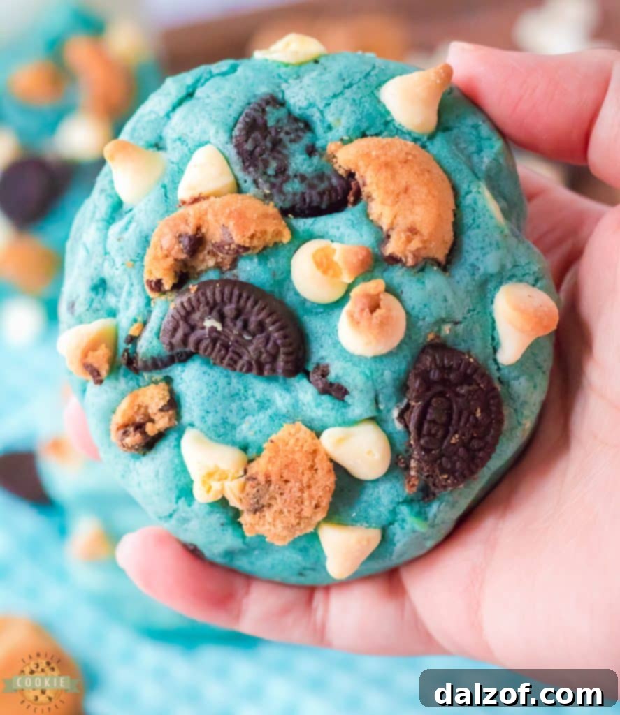 jumbo cookies with blue coloring