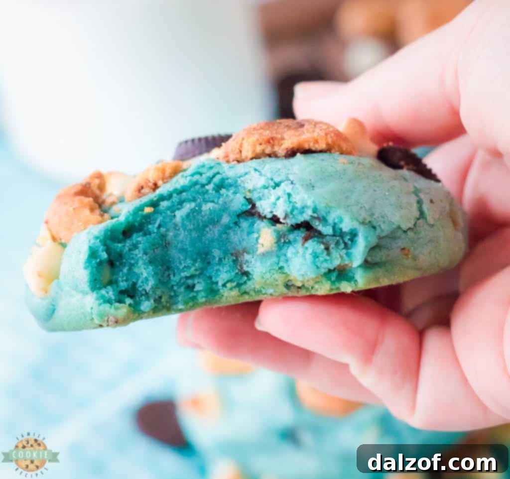 cookie monster cookie with a bite taken out
