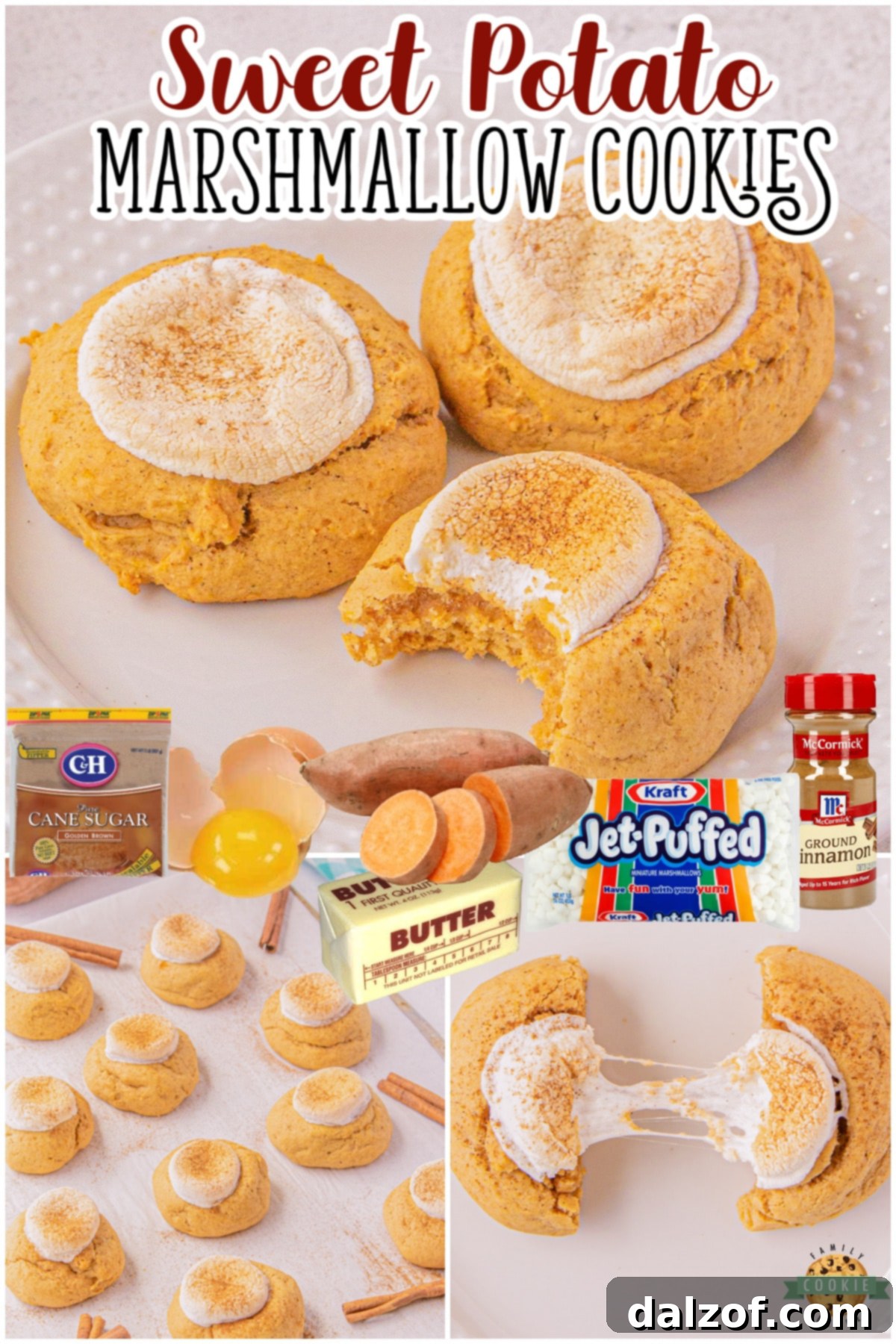 Marshmallow Sweet Potato Cookies are soft, sweet cookies with fabulous fall flavors! Sweet potato cookie recipe that's spiced with cinnamon & topped with a marshmallow!