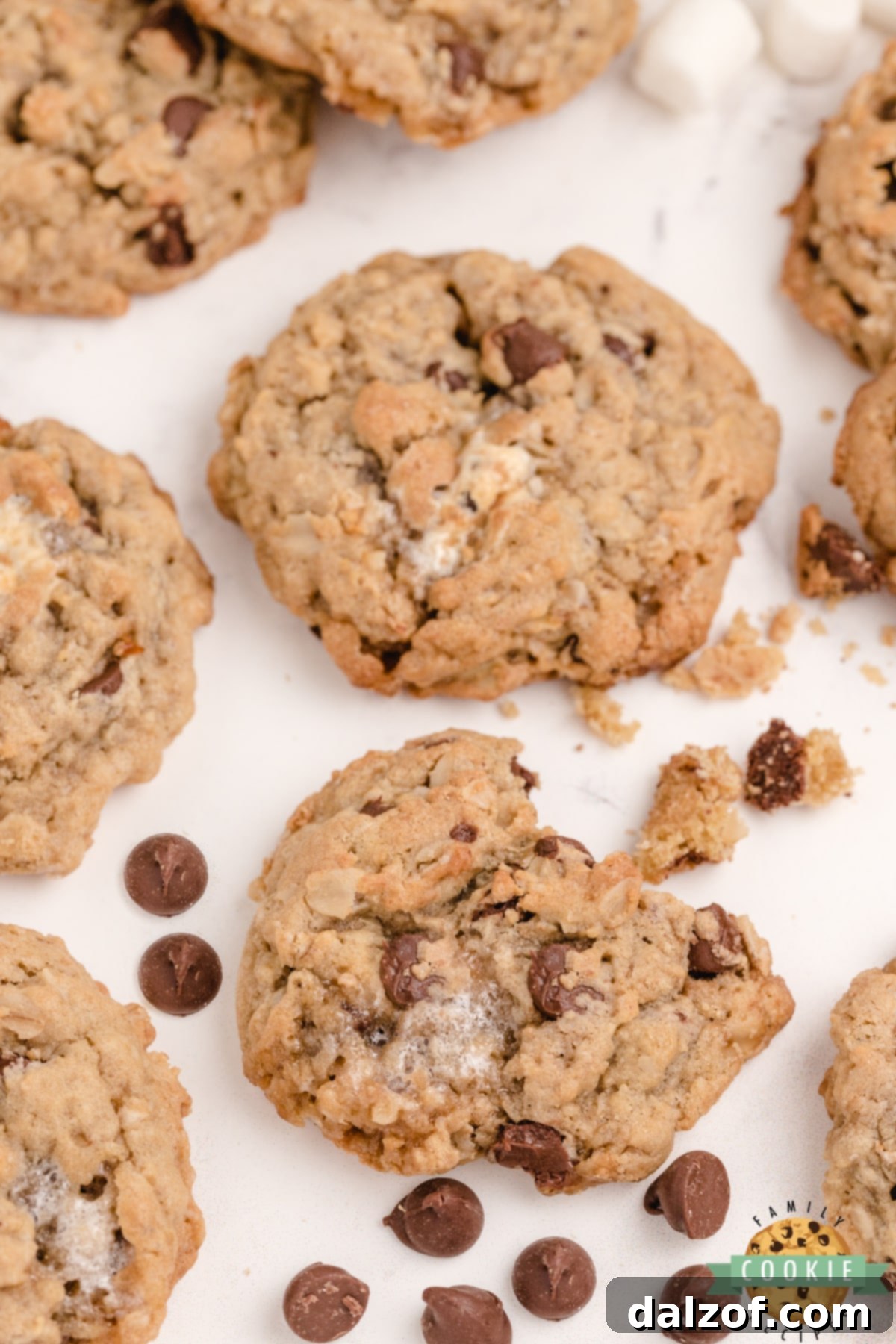Oatmeal cookies with marshmallows and chocolate chips