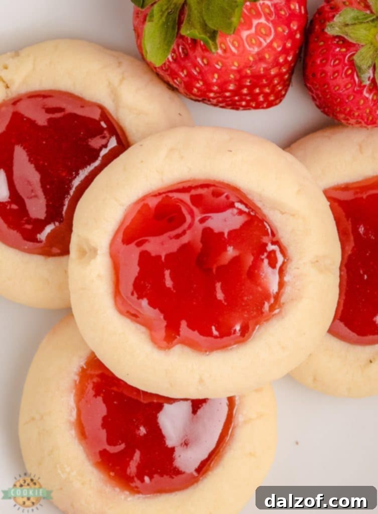 buttery thumbprint cookies with strawberry jam