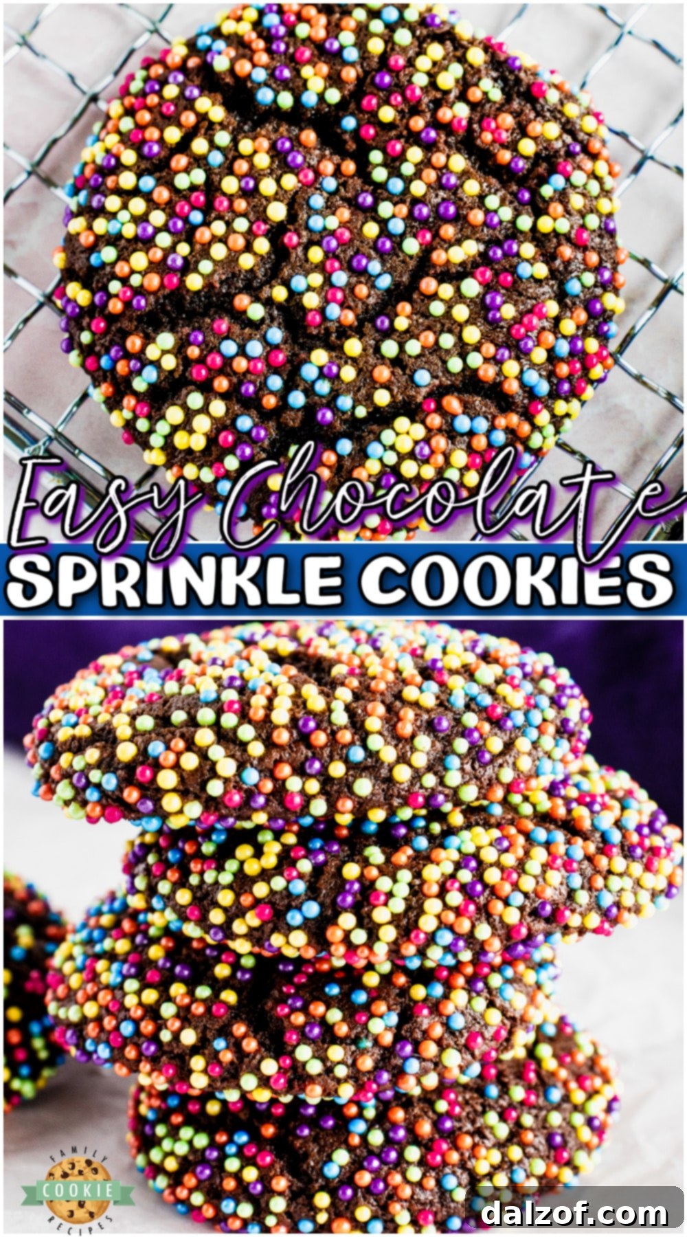 A stunning spread of homemade Chocolate Sprinkle Cookies, perfectly baked and vibrantly decorated, ready to be enjoyed as a festive dessert