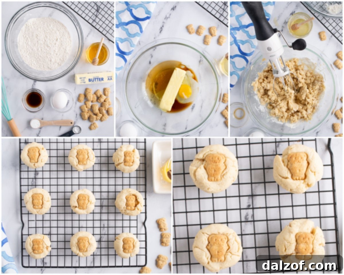 Ingredients laid out for making honey butter bear cookies