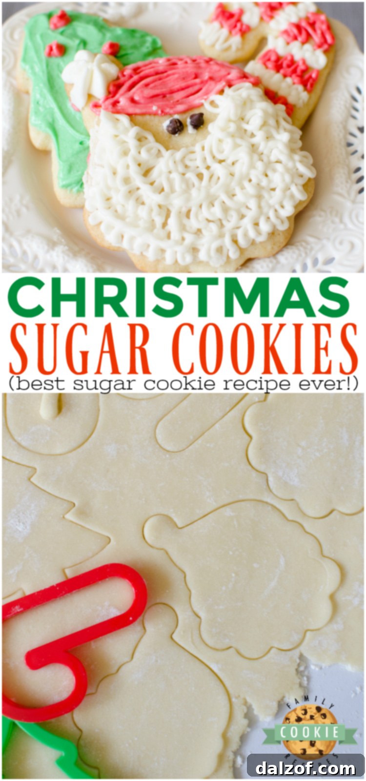 A festive spread of soft and chewy Christmas Sugar Cookies, beautifully decorated with buttercream frosting – a cherished holiday treat for family and friends.