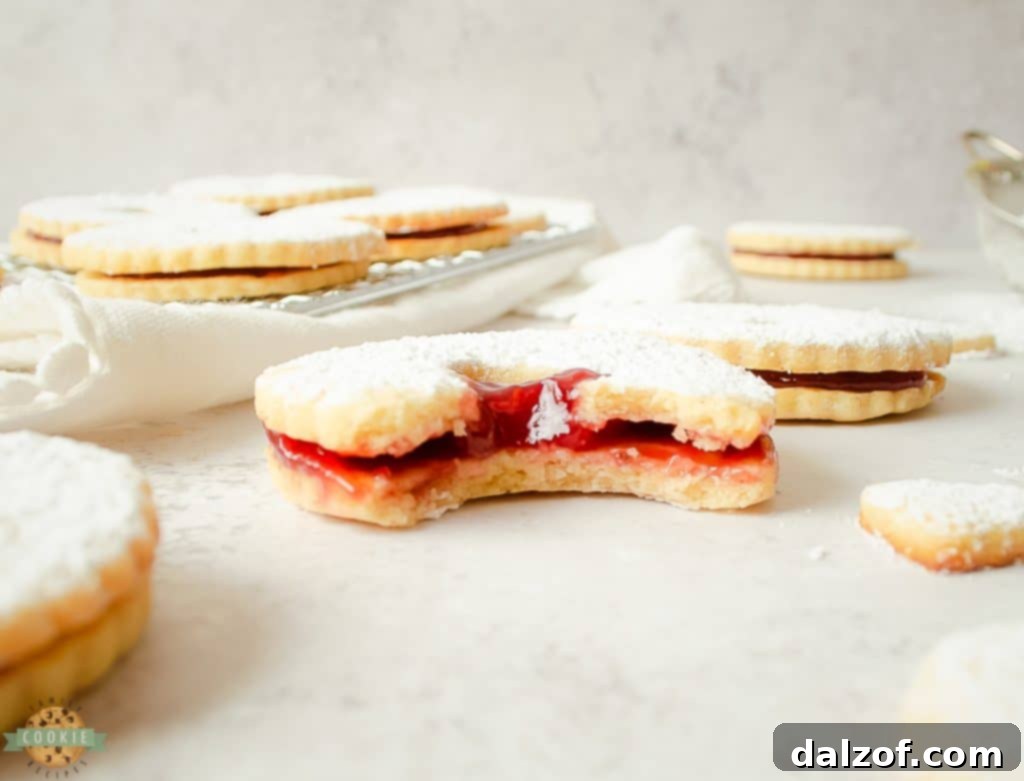 bite of a Linzer cookie