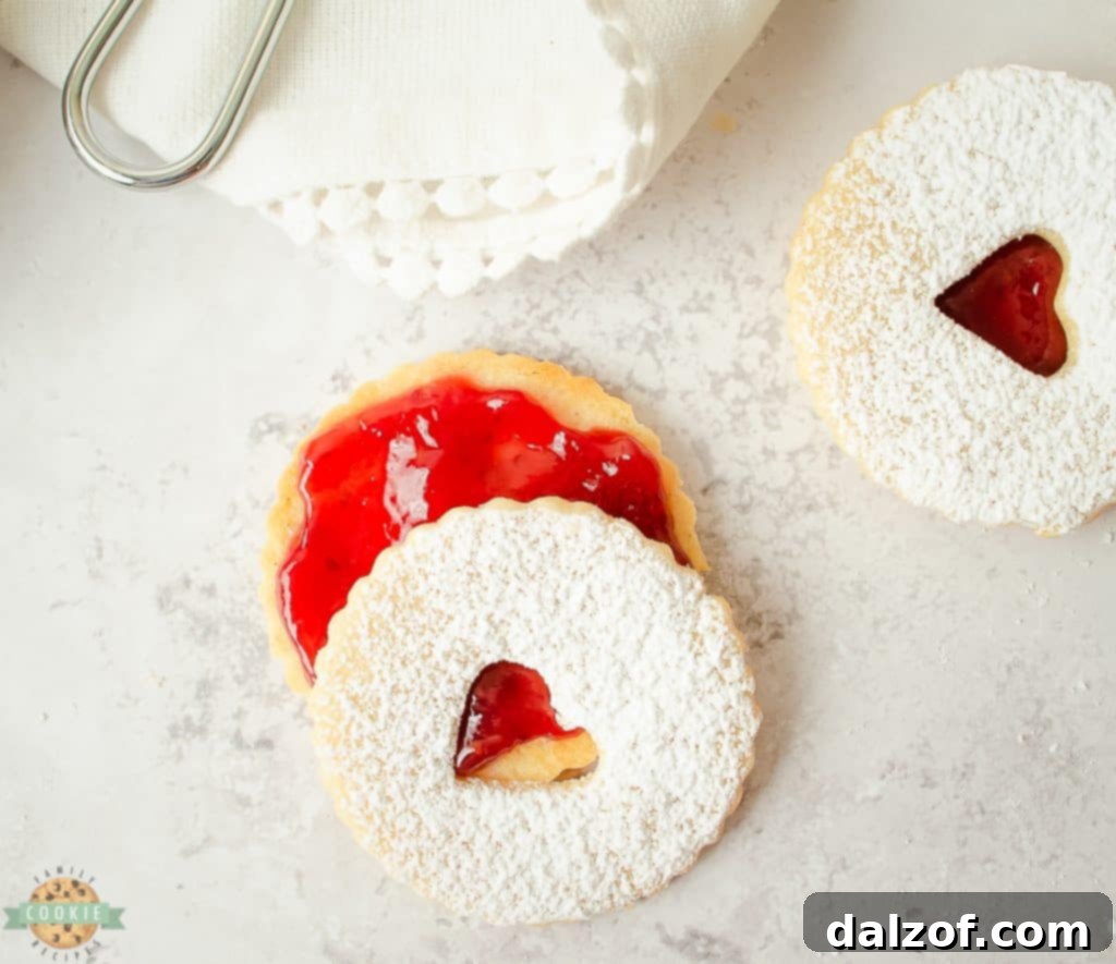 Linzer cookies with a heart cut out