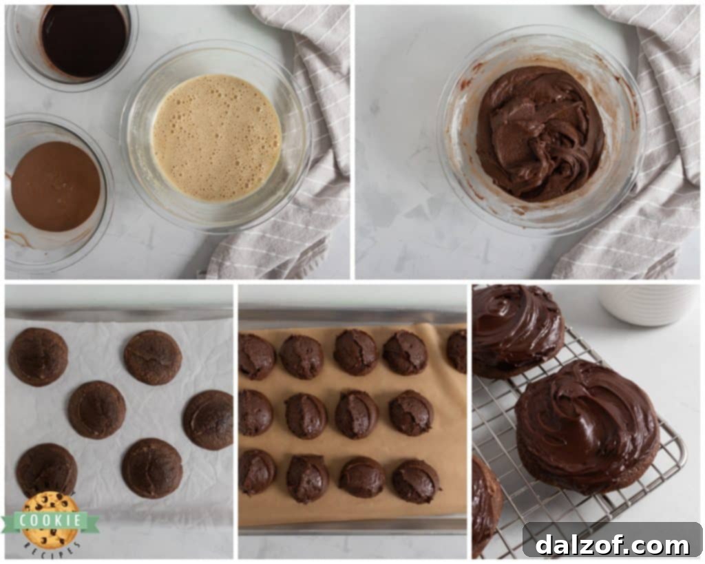 Step-by-step image showing how to make cosmic brownie cookies