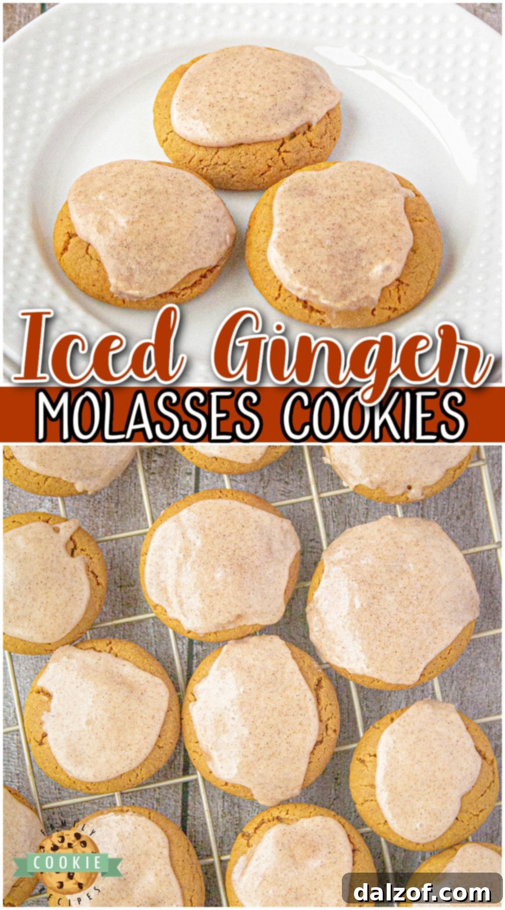 Iced Ginger Molasses Cookies are soft, chewy, & perfectly spiced! Molasses ginger cookies topped with warm cinnamon icing everyone loves!
