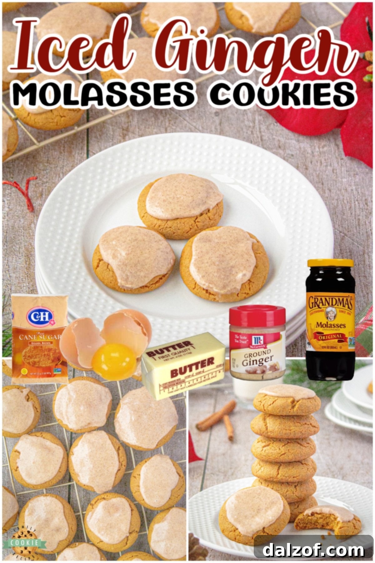 Iced Ginger Molasses Cookies are soft, chewy, & perfectly spiced! Molasses ginger cookies topped with warm cinnamon icing everyone loves!
