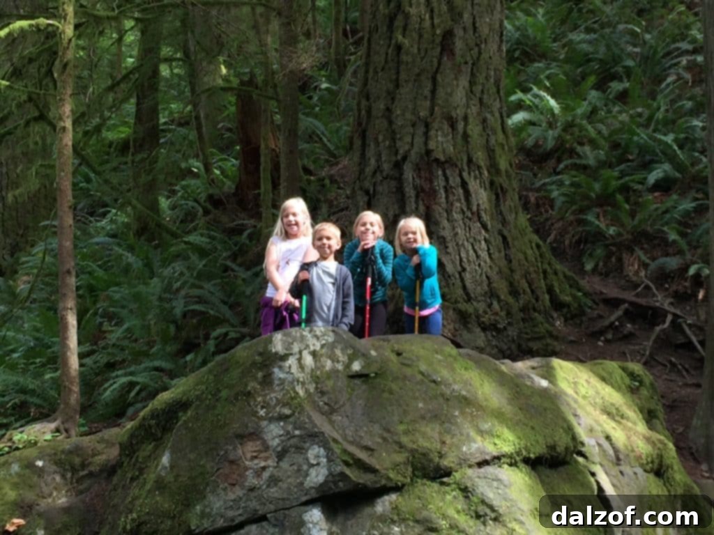 Children playing in the Pacific Northwest landscape