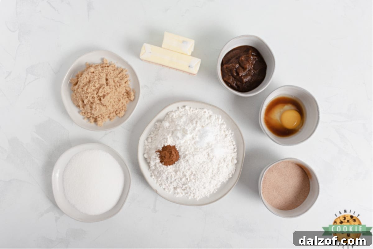 Essential ingredients for Apple Snickerdoodle Cookies