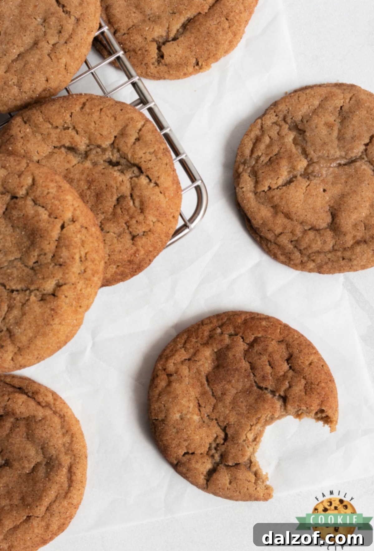 Close-up of baked apple snickerdoodle cookies