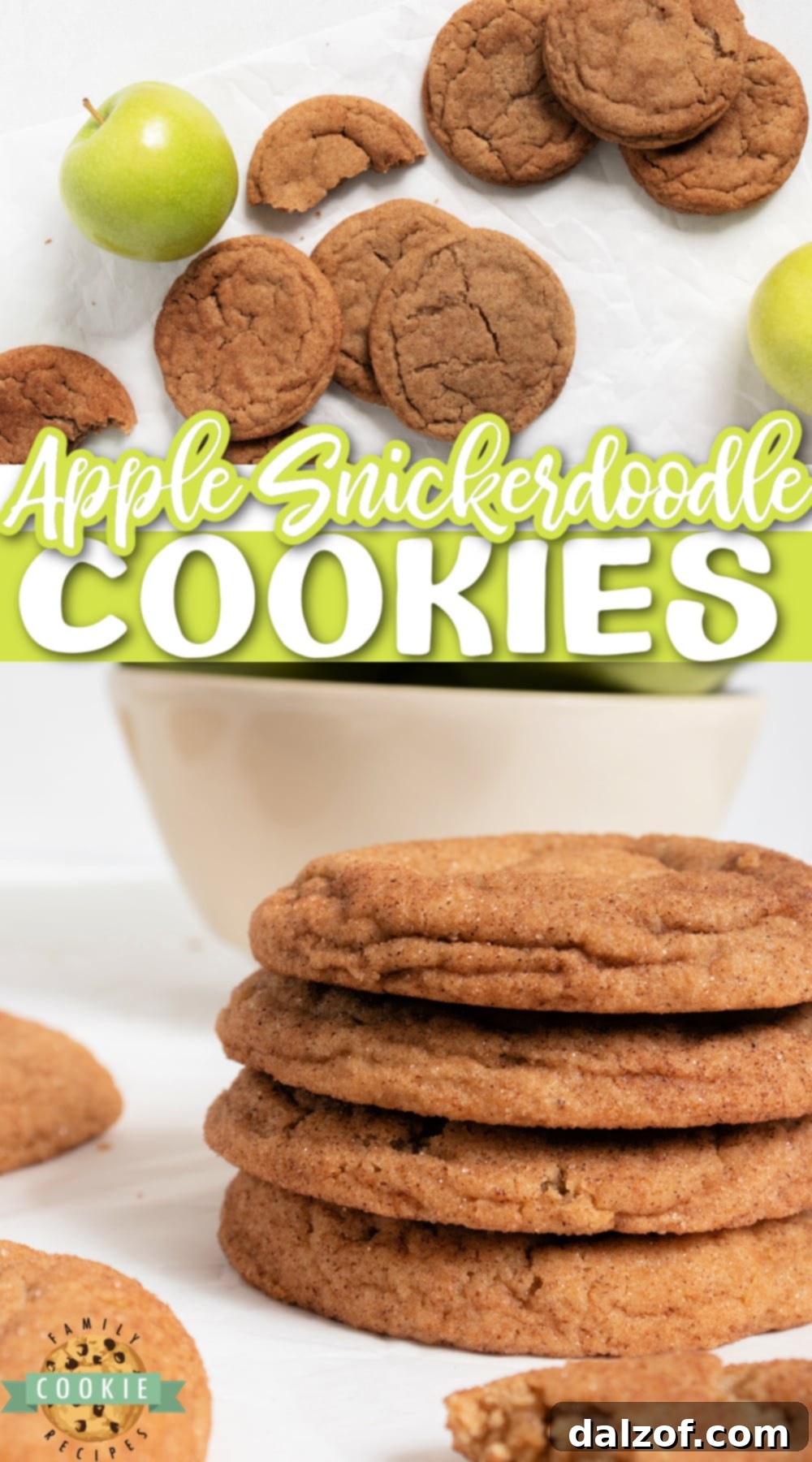 Freshly baked apple snickerdoodle cookies arranged on a platter