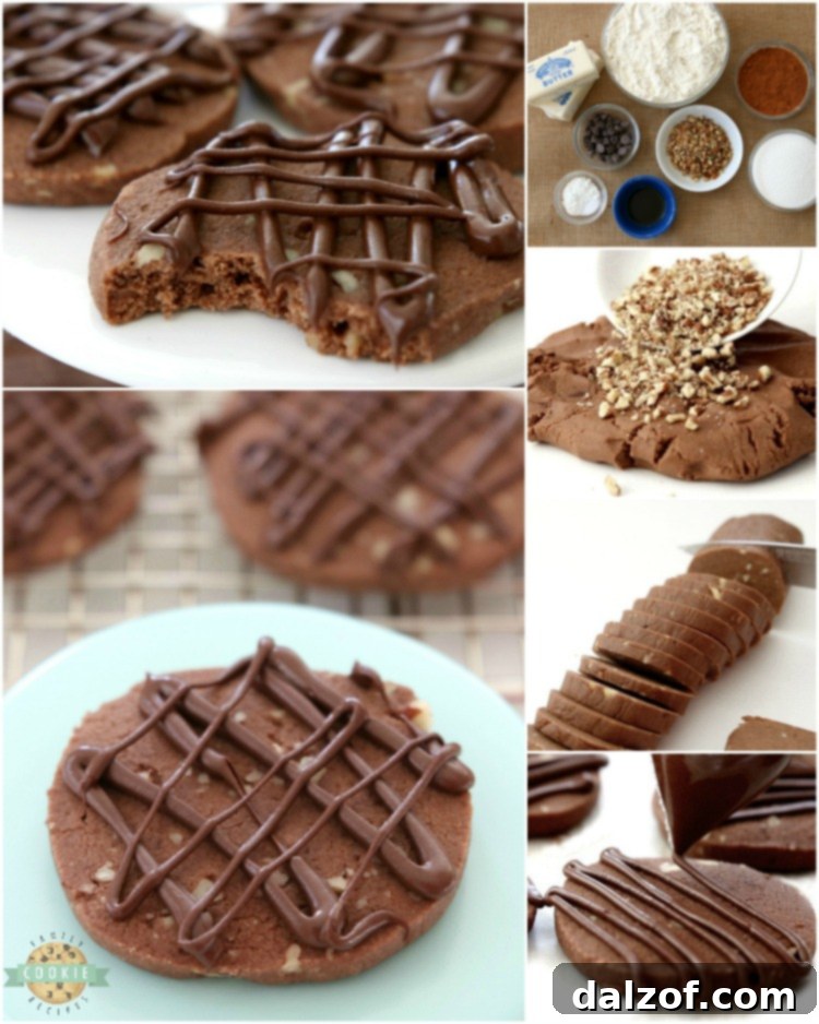 A collage of various Chocolate Pecan Shortbread Cookies images, showcasing different angles and serving suggestions. These buttery cookies are a delightful treat for any occasion, especially Christmas.