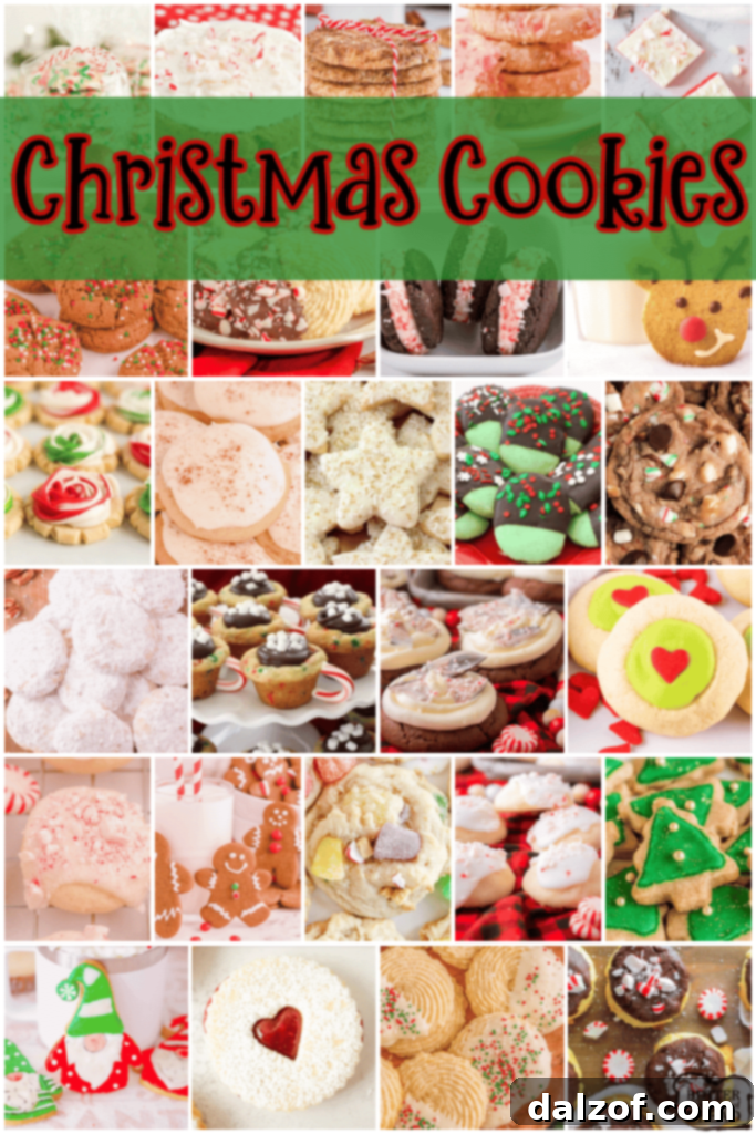 A vibrant assortment of festive Christmas cookies, beautifully decorated for the holiday season.