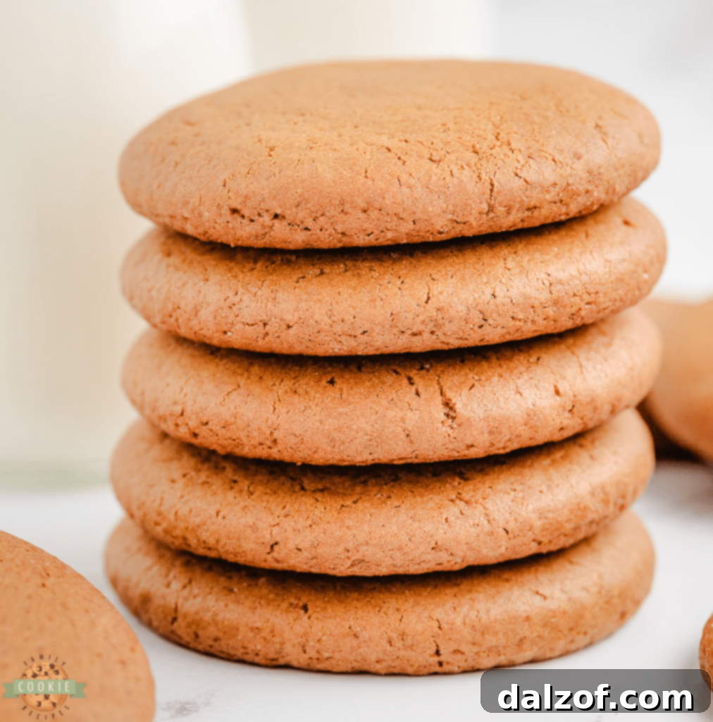 Soft and chewy Chewy Molasses Cookies, showcasing their rich color and inviting texture.