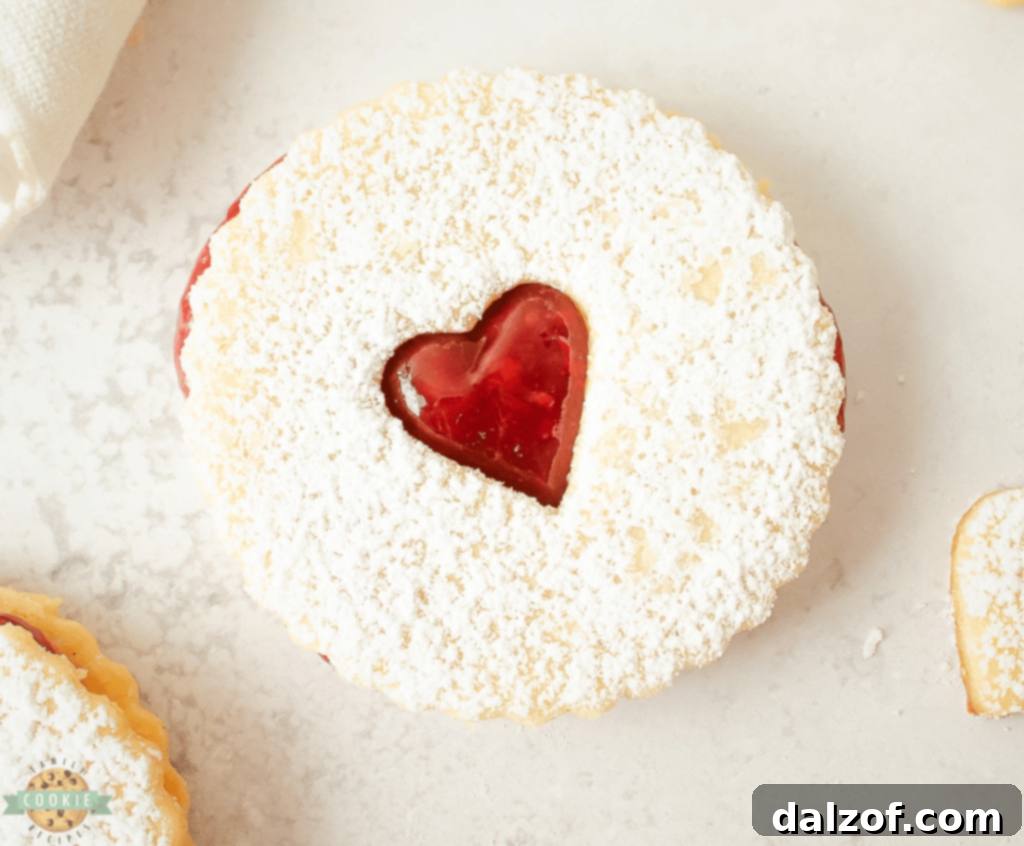 Elegant Linzer Cookies with a delicate shortbread base and sweet jam filling.