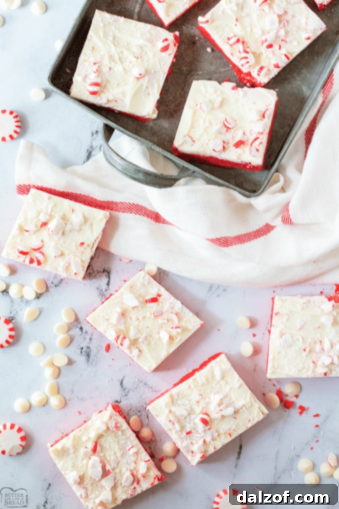 Frosted Peppermint Cookie Bars, a perfect easy cookie bar recipe with sweet white chocolate and peppermints.