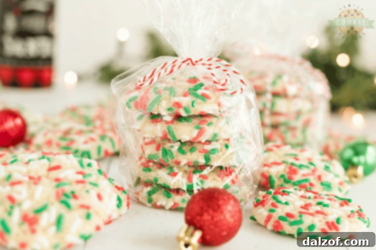 Festive Christmas Sprinkle Cookies, packed with colorful holiday sprinkles for a special treat.