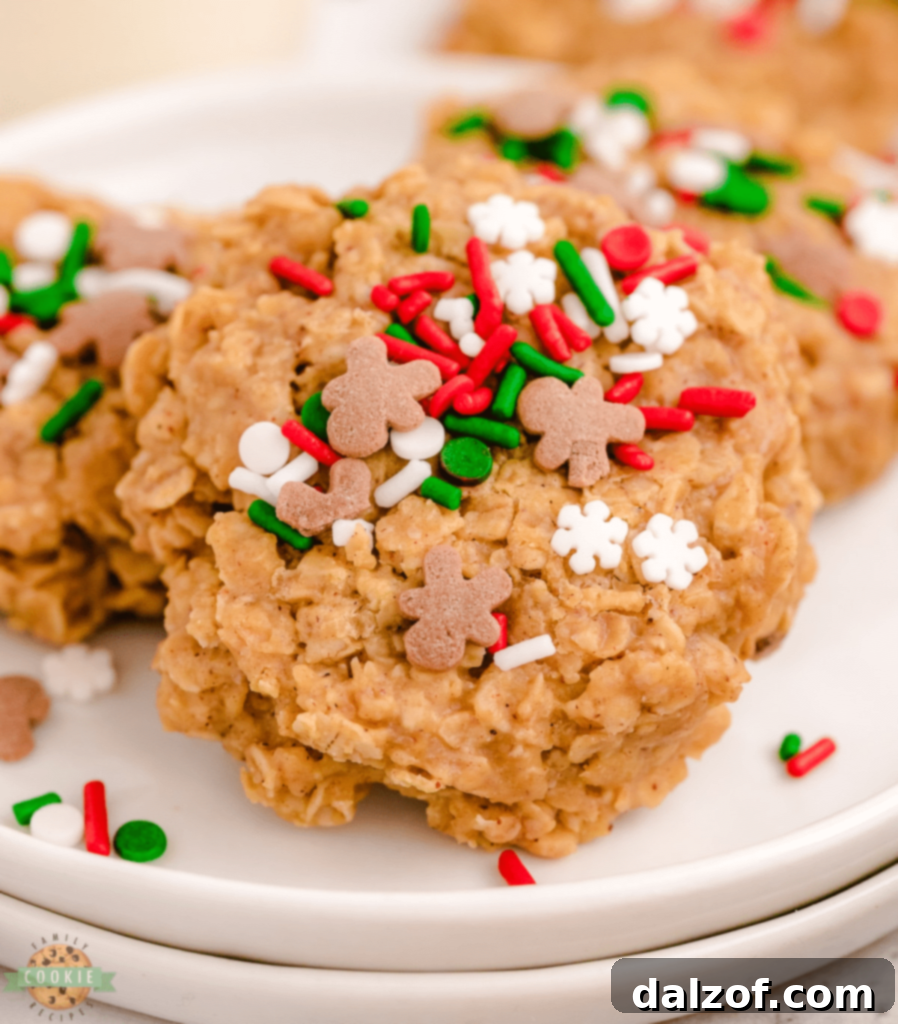 A plate of easy No Bake Gingerbread Cookies, featuring a soft texture and warm spices.