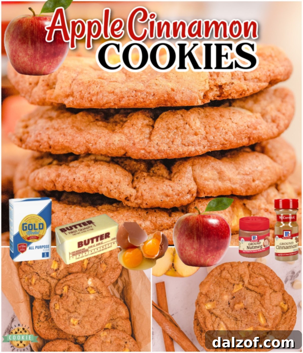 Apple Cinnamon Cookies are made with chunks of fresh apples, warm spices & white chocolate chips for the perfect Fall cookie! 