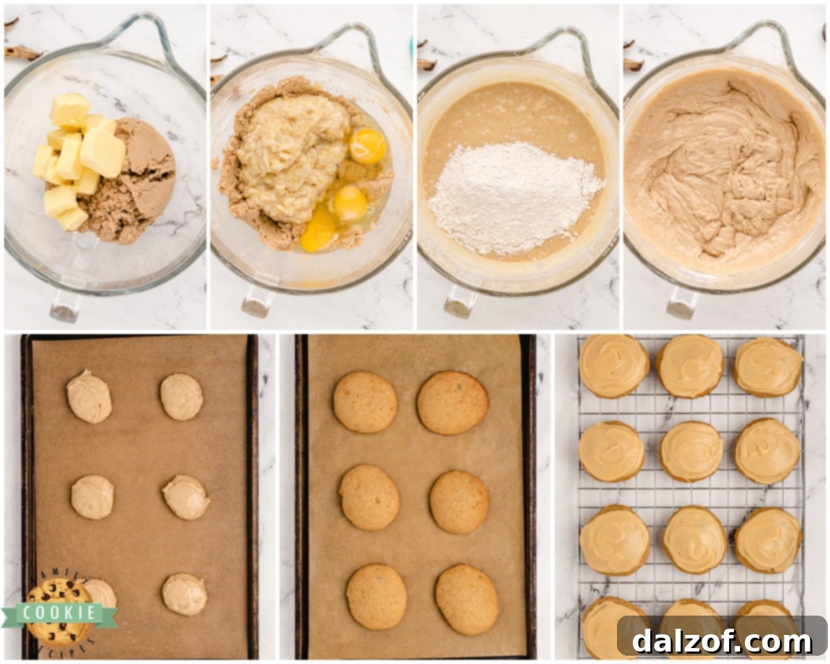 Decadent Caramel Banana Cookies 6 how to make banana cookies with caramel icing