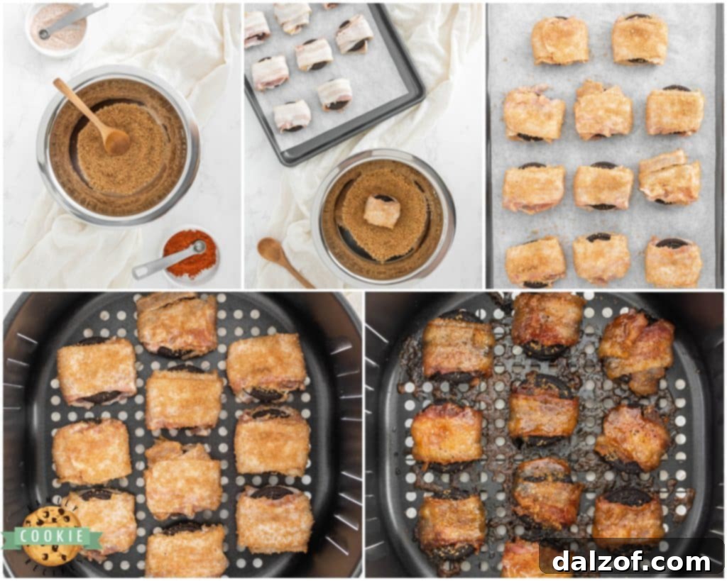 Instructions on How to Make Bacon Wrapped Oreo Cookies