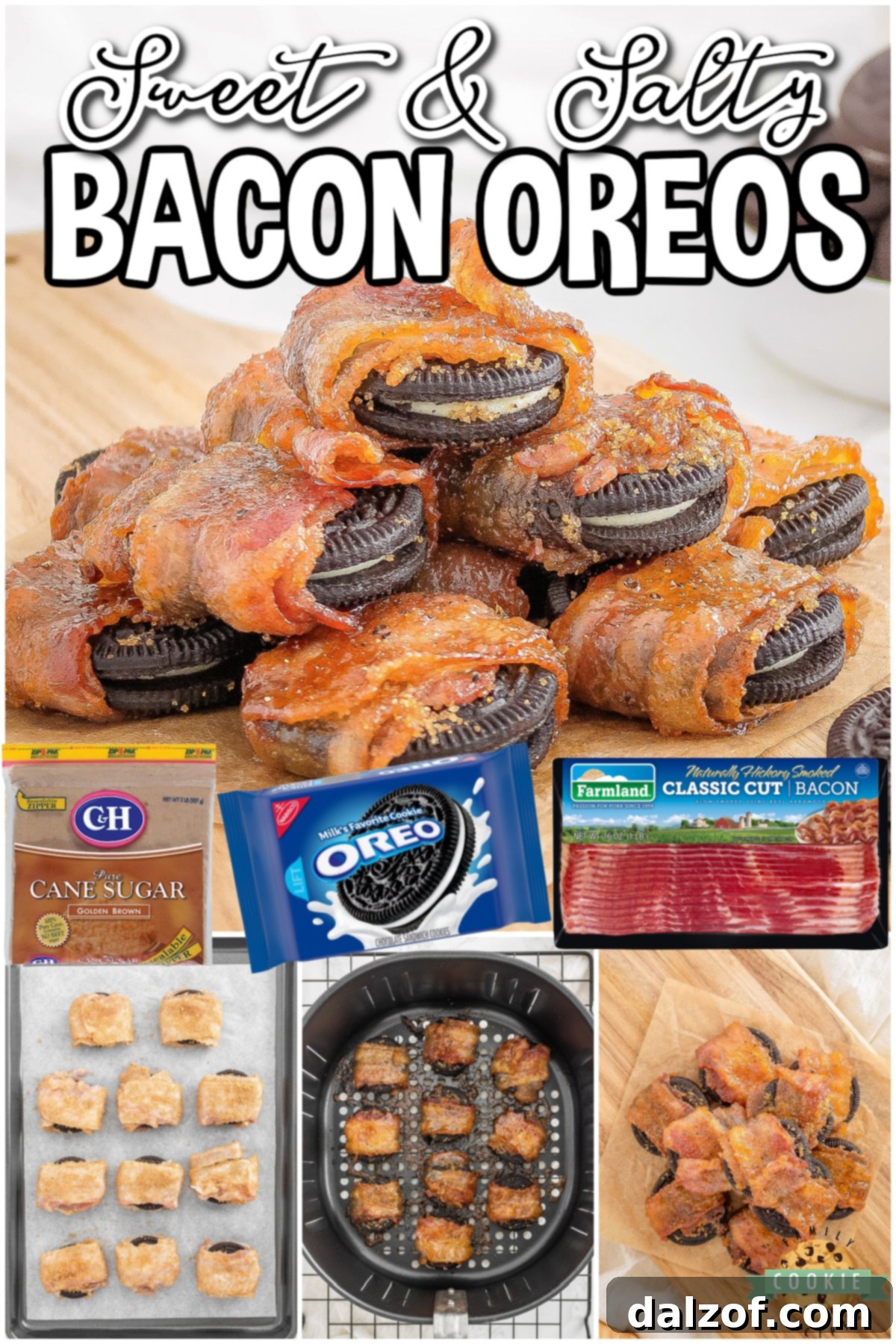 Bacon Wrapped Oreos are a sweet, salty and oh so tasty snack everyone loves! These oreos wrapped in bacon are so easy to make & satisfy a craving you never knew you had!