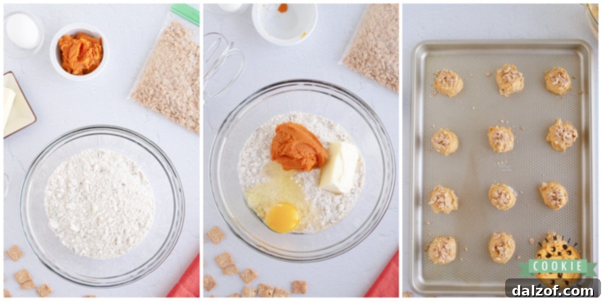Autumn Spice Cereal Crunch Cookies 4 Step by step ingredients on how to make Cinnamon Toast Crunch Pumpkin Cookies