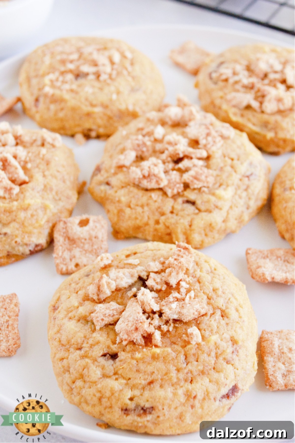 Autumn Spice Cereal Crunch Cookies 9 Cinnamon Toast Crunch Pumpkin Cookies made with a cookie mix, canned pumpkin and Cinnamon Toast crunch cereal. Only 5 ingredients needed to make this delicious pumpkin cookie recipe!