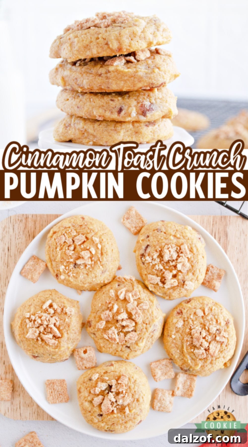 Autumn Spice Cereal Crunch Cookies 10 Cinnamon Toast Crunch Pumpkin Cookies - finished product on a cooling rack