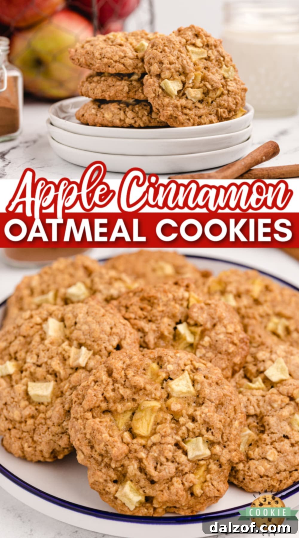 Apple Cinnamon Oatmeal Cookies made with a cake mix, fresh apples, applesauce and a few other basic ingredients. Delicious cake mix cookie recipe that tastes like apple pie!