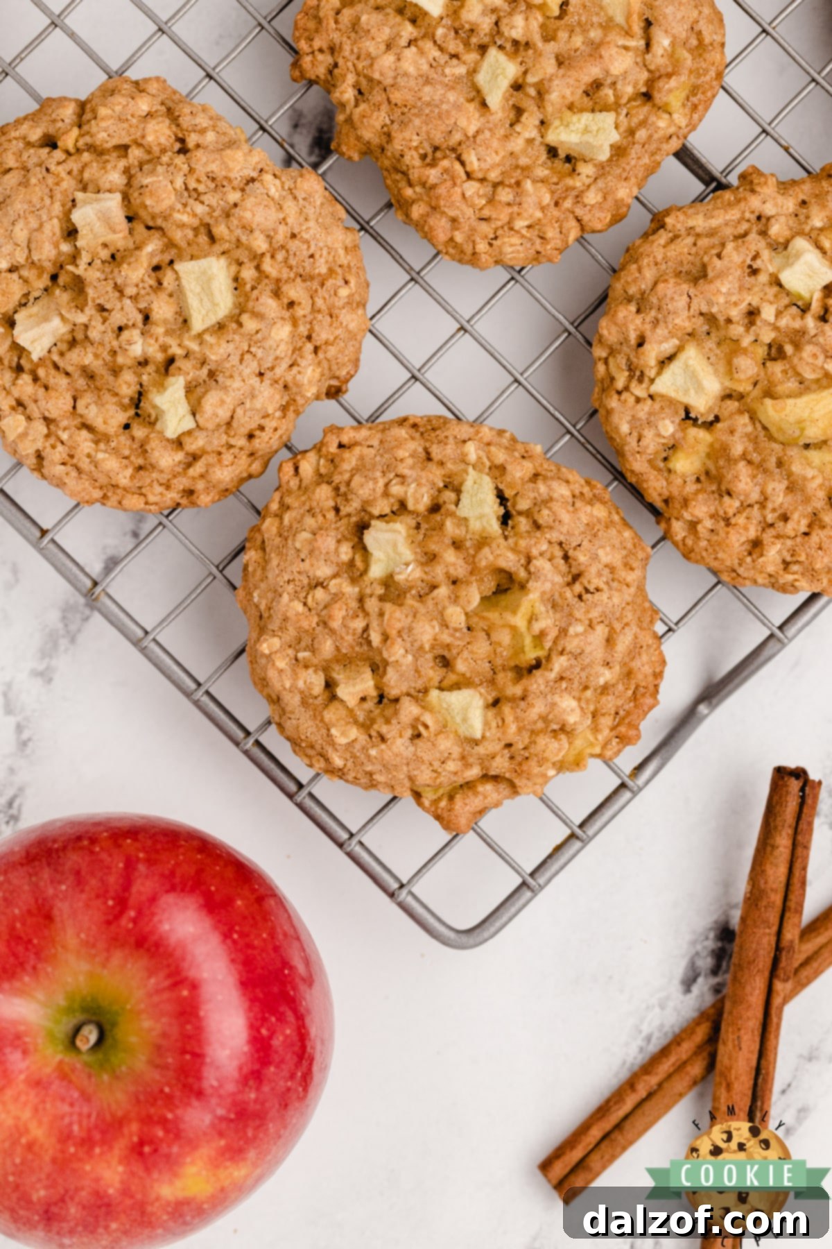 Apple Cinnamon Oatmeal Cookies made with a cake mix, fresh apples, applesauce and a few other basic ingredients. Delicious cake mix cookie recipe that tastes like apple pie!